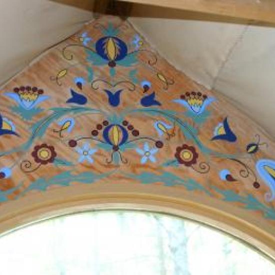 Mural in a cabin in the middle of a forest in a secret location in Canada